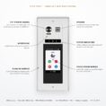 V-TEK DT821 door station with the camera, speaker, microphone, status indicators and touch screen module labelled