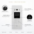 V-TEK DT851-F anti-vandal 2-wire door station with labels for the 170 degree star-light fisheye camera, 2.8 inch TFT screen with touch keys, ID card window, 12-key metal keypad, speaker with night-view LED and microphone